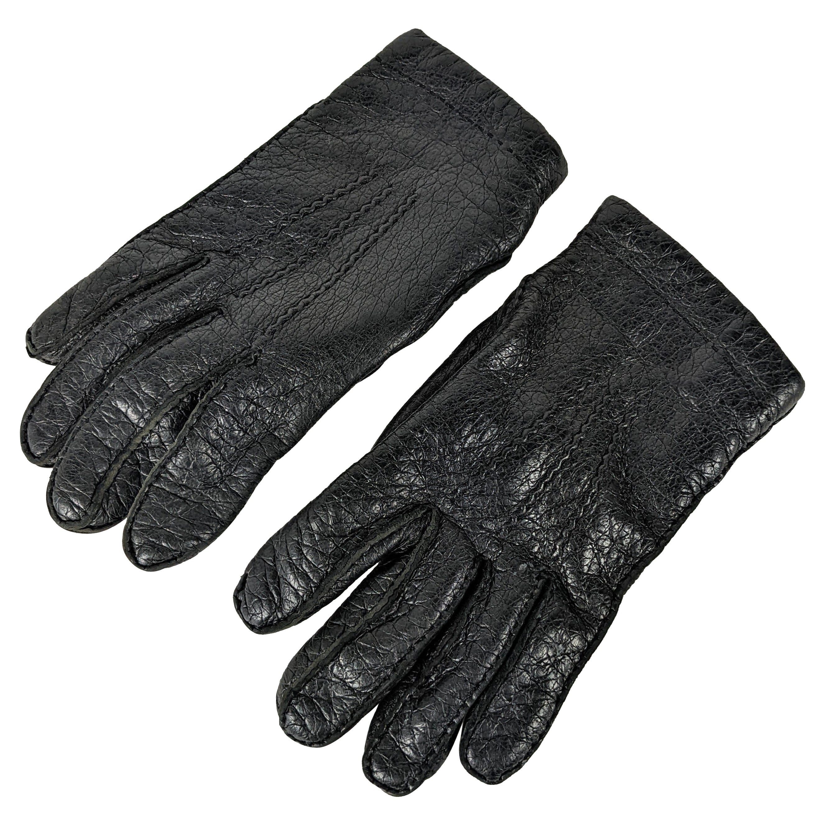 Hermes Mens Deerskin Cashmere Lined Gloves For Sale