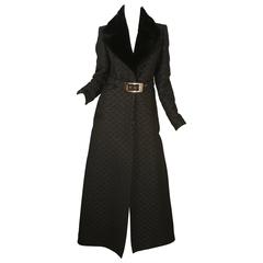 Gucci Full Length Coat W/ Belt & Real Fur Collar