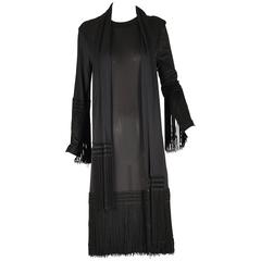 Vintage 1960s Pucci Black Silk Jersey Fringe Dress