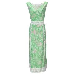 1960s Multi-Color Cotton Floral Print Maxi by Shifts International of Miami 6