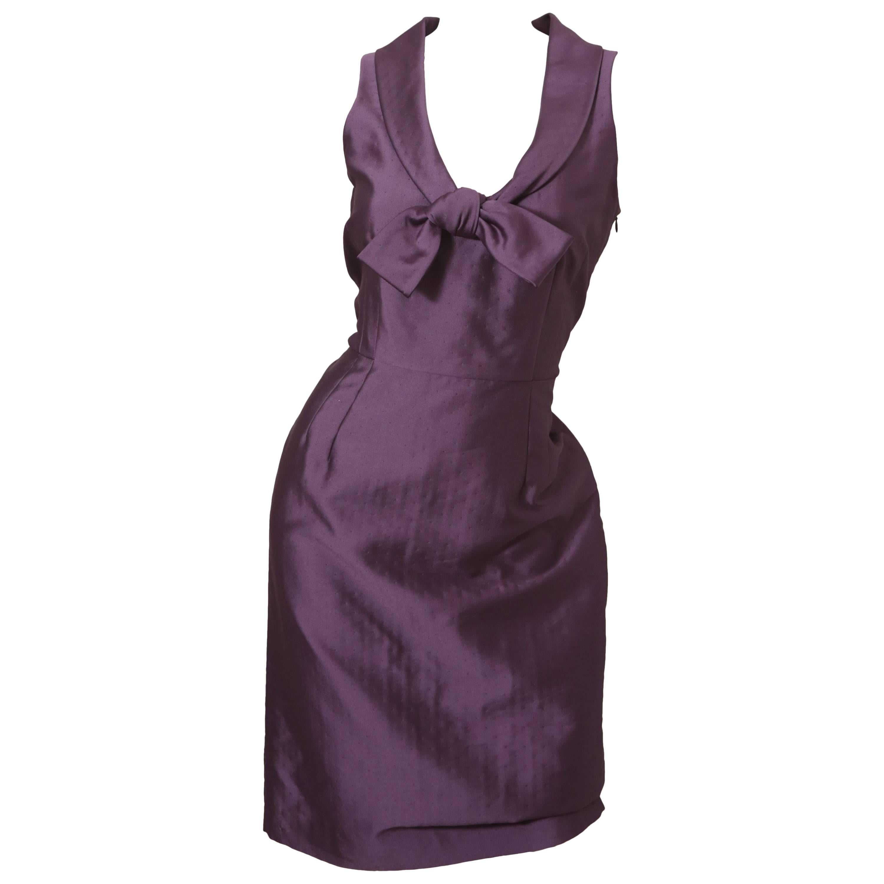 Valentino Roma Purple S/L Cocktail Dress W/ Front Tie 