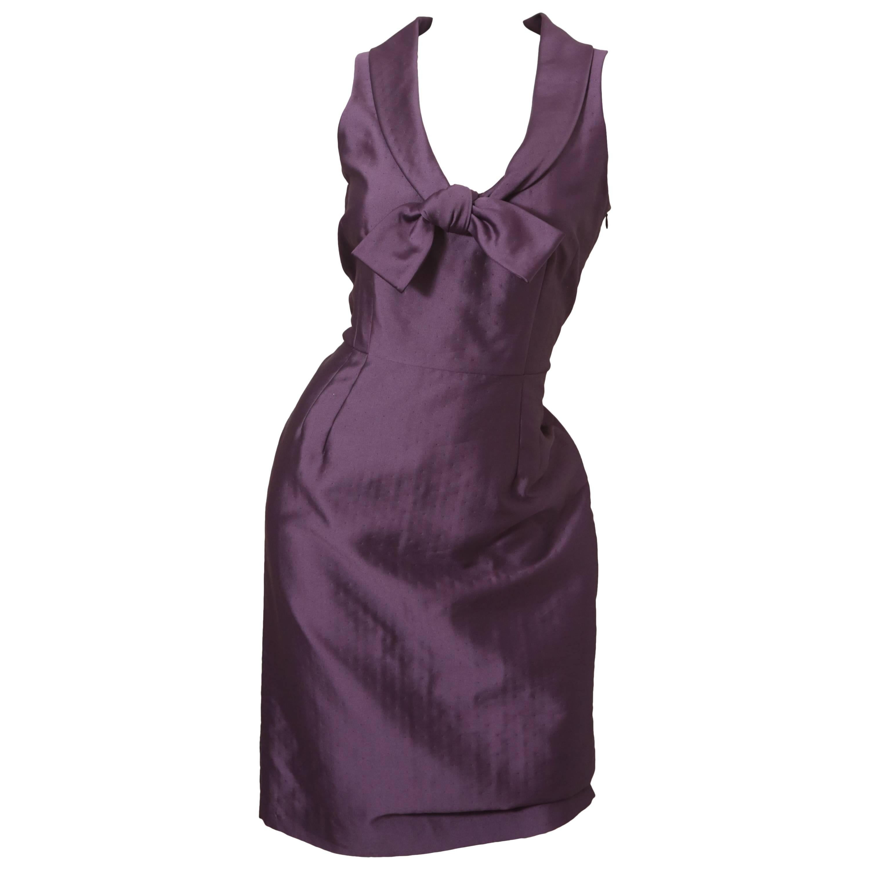 Valentino Roma Purple S/L Cocktail Dress W/ Front Tie