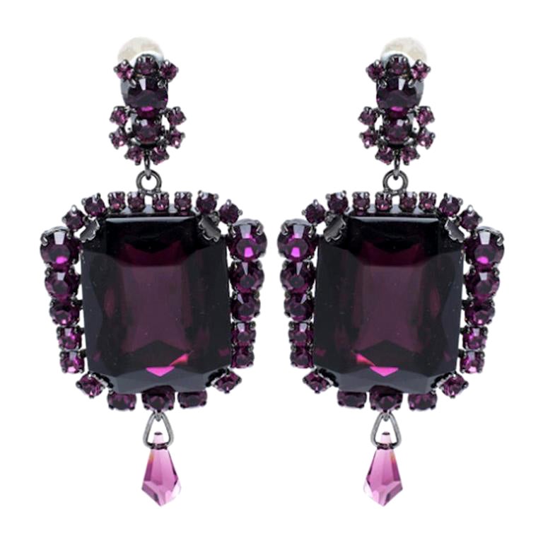 A/W 2007 Runway John Galliano for Dior Crystal Drop Earrings For Sale