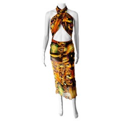 Jean Paul Gaultier S/S 2000 Psychedelic Print Mesh Wrap Dress Scarf Sarong Pareo