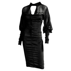Used Tom Ford for Gucci F/W 2003 Jacket Top & Skirt Suit Black 2 Piece Set Ensemble