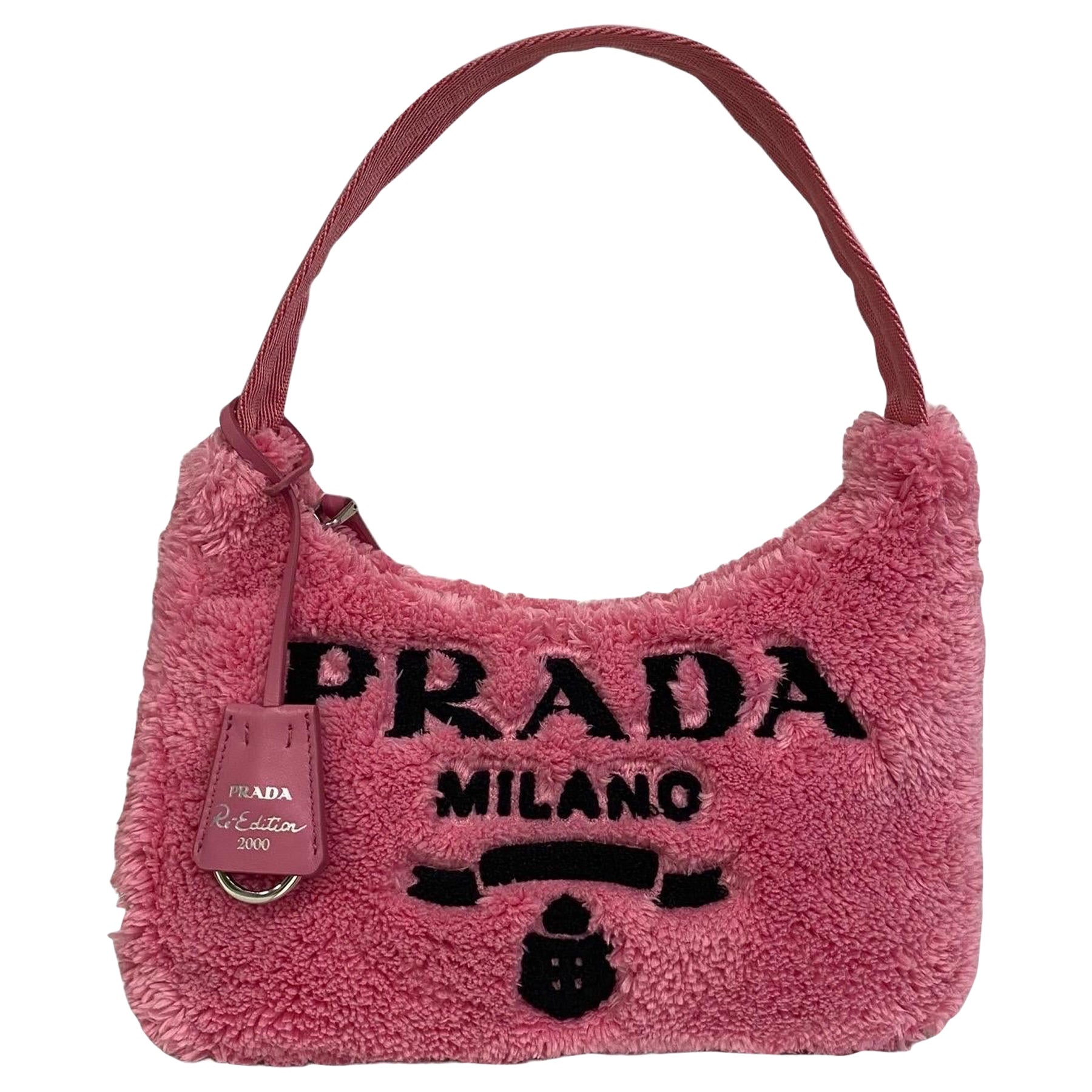 Re Edition 2000 Quilted Shearling Shoulder Bag in White - Prada