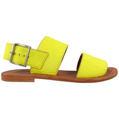 MARNI Size 8 Men's Neon Yellow Pony Hair Leather Strap Sandals