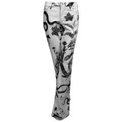 Cavalli black & white snake print cotton jeans