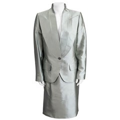 Vintage Givenchy Haute Couture Celadon Silk Twill Suit, Alexander McQueen