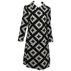 Vintage Donald Brooks geometric black & white coat dress 1960s 6