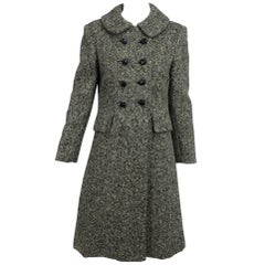 Retro Donald Brooks brown & white tweed coat dress 1960s