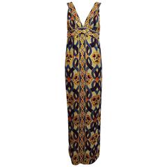 Used S. Howard Hirsh California Plunge Neck 1960s Maxi Dress