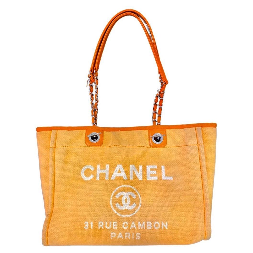 Chanel Deauville Chain Orange Top Handle Bag For Sale at 1stDibs