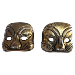 Vintage Isabel Canovas Boucles d'oreilles masque doré