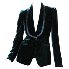Tom Ford for Gucci A/I 2004: Giacca da smoking in velluto verde smeraldo Blazer 44