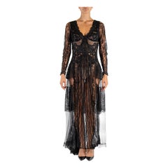 MORPHEW ATELIER Black Used Lace Victorian Beadwork Gown