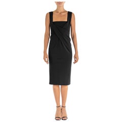 2000S Donna Karan Nero in misto rayon elasticizzato con scollo quadrato incrociato Donna A. Donna