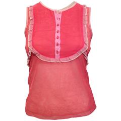 Chanel Pink Mesh Sleeveless Top Size 34 (2)