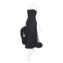 Christian Dior vintage numbered haute couture black tulle bustier dress