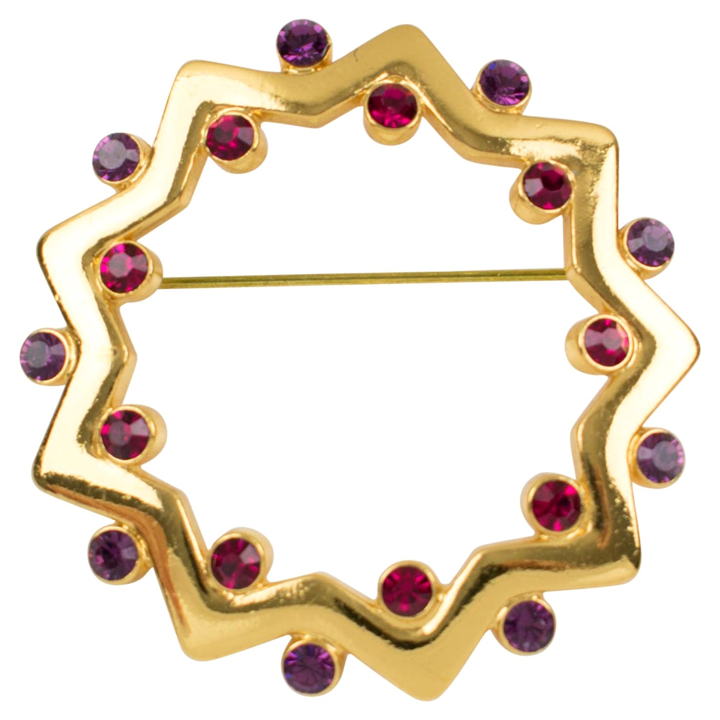 Yves Saint Laurent YSL Purple and Red Jeweled Pin Brooch  For Sale