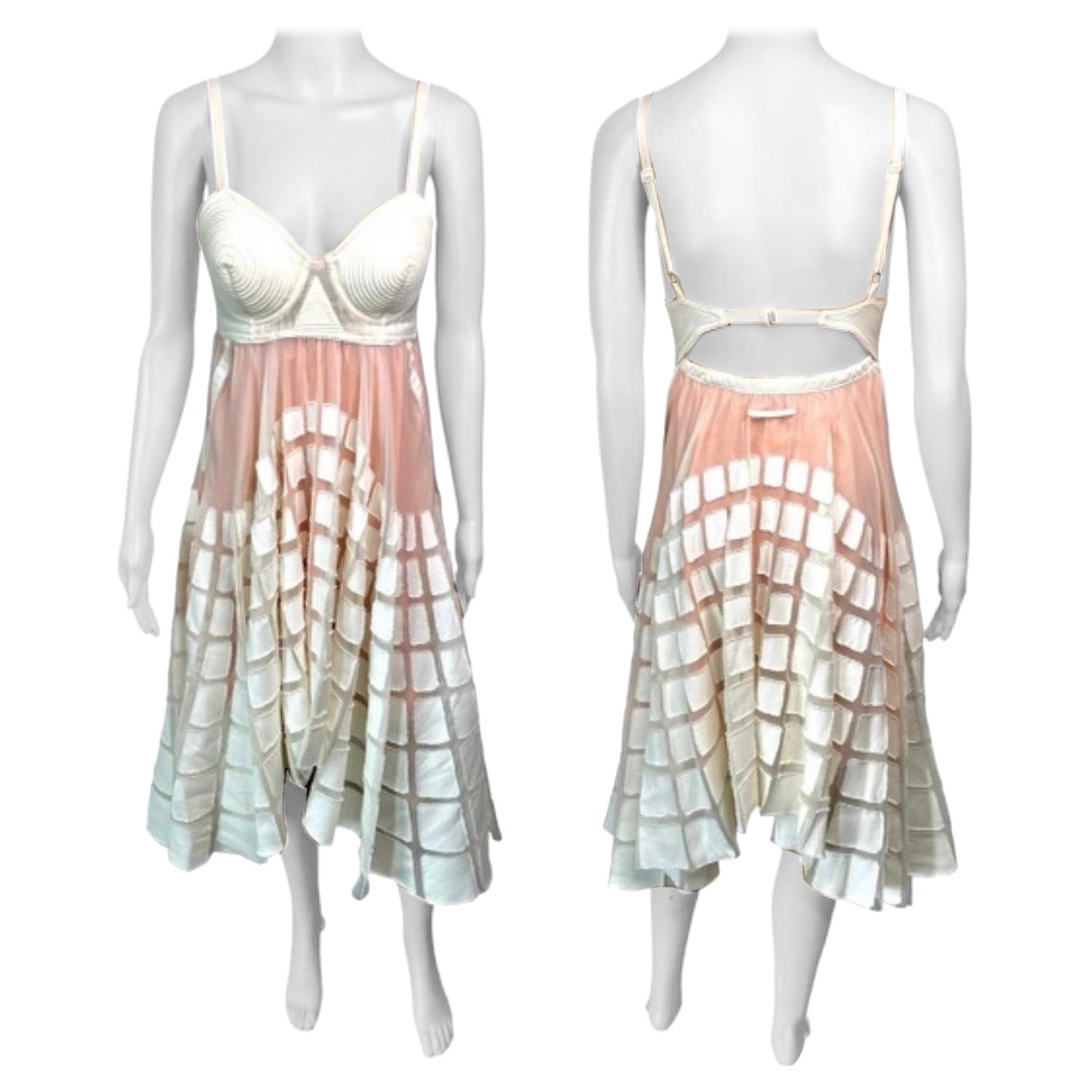 Jean Paul Gaultier S/S 2010 Runway Cone Bra Bustier Cutout Sheer Dress  For Sale