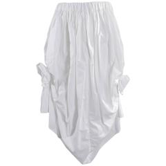 Comme des Garcons White Cotton Skirt with Rosettes