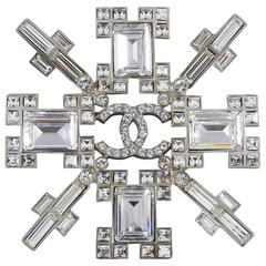 Chanel 06A Clear Rhinestone Cross Brooch / Pin