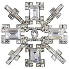 Chanel 06A Clear Rhinestone Cross Brooch / Pin 