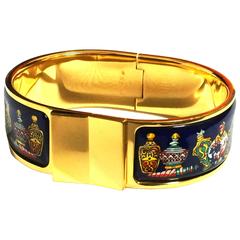 Retro Hermes cloisonne enamel golden click clack Flacon bangle, perfume bottle