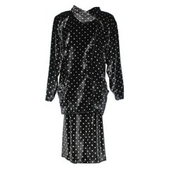 Vintage Black and white polka dots silk velvet ensemble Ungaro Solo Dona 