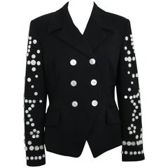 Escada Black Wool With Shell Buttons Double Breasted Jacket