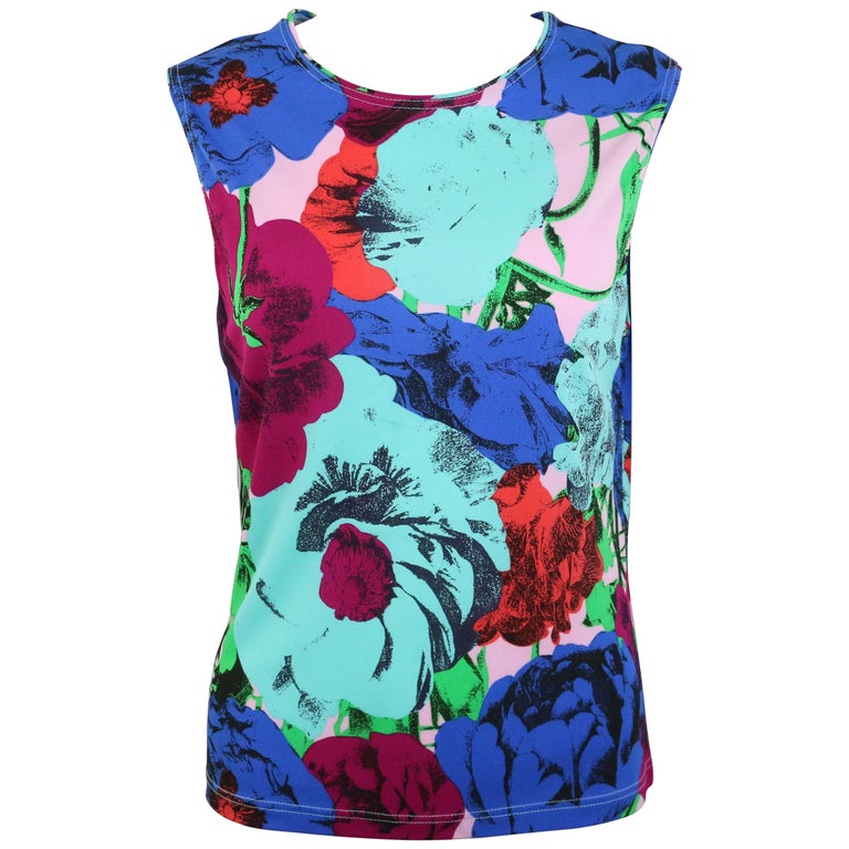 Gianni Versace Couture Colour Floral Print Tank Top For Sale at 1stDibs