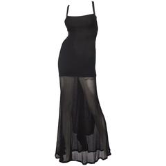 1990s Herve Leger Black Evening Gown