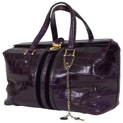 Gucci Purple Crocodile Tote Bag 