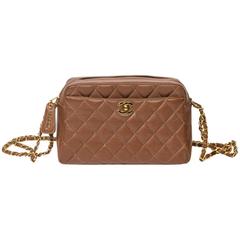 Camera Bag Café Quilted Caviar Leather