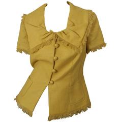 Christian Dior Marigold Short Sleeve Blazer with Frayed Hem