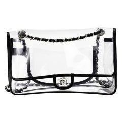 Chanel 2.55 Reissue Transparente klassische Klappentasche aus schwarzem Lammleder