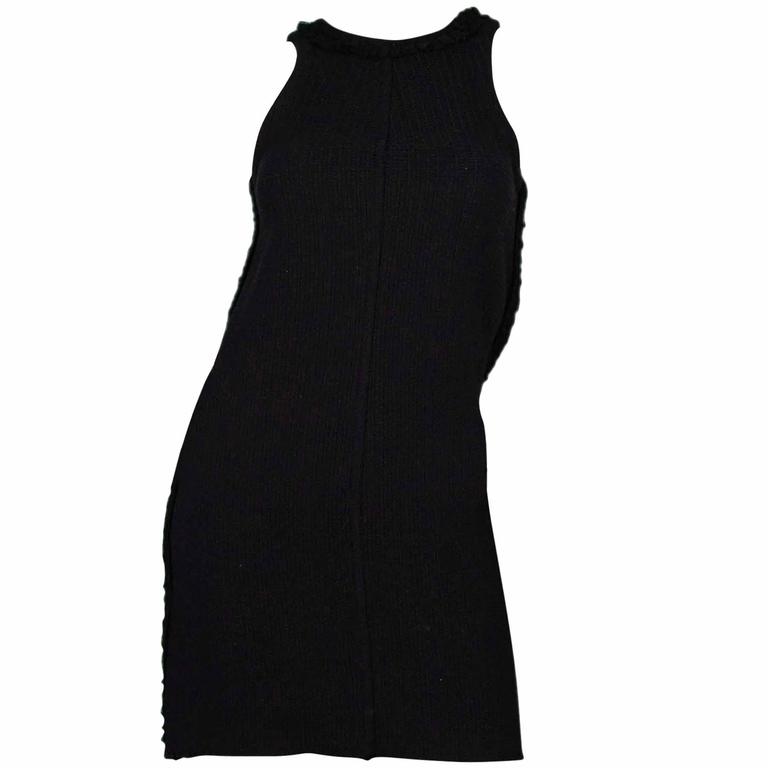 Chanel Sport Black Wool Boucle Dress Sz 38 For Sale at 1stdibs