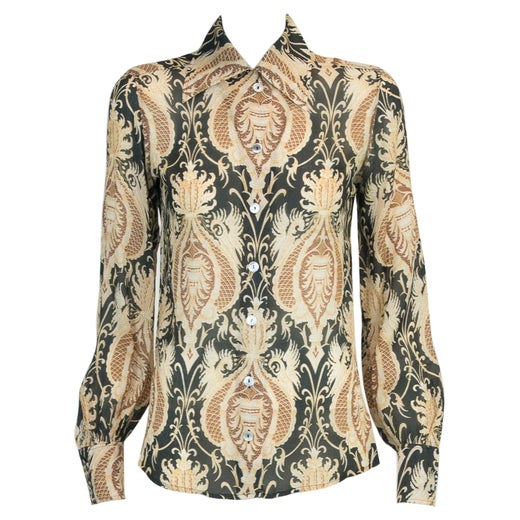 Vintage Yves Saint Laurent Rive Gauche Polka Dot Silk Blouse For Sale ...