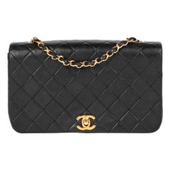 Vintage CHANEL Black Quilted Lambskin Small Classic Single Full Flap Bag