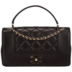 Chanel Paris In Rome Black Sheepskin Flap Bag