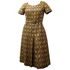 60s Gold Metallic Brocade Dress