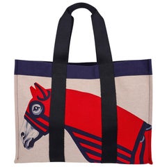 Hermes Beach Tote Bag Horse Printed Toile New