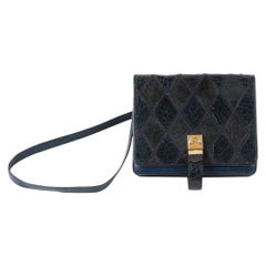 1970s Navy Leather Clutch
