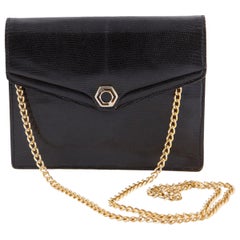 Borsa da sera in pelle nera degli anni '60