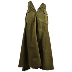 Vintage Comme des Garcons Army Green Pocketed Long A Line Skirt Size Small