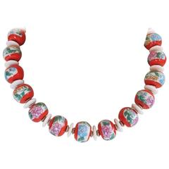 Masha Archer Thousand Flowers Red Wreath Necklace