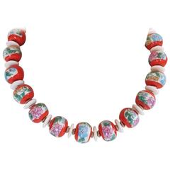 Masha Archer Thousand Flowers Red Wreath Necklace 