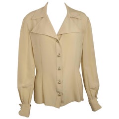 Valentino Beige Silk Blouse Shirt 