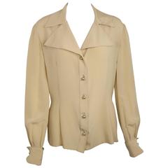 Valentino Beige Silk Blouse Shirt 9